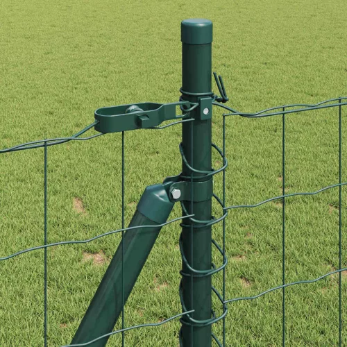 Kerítés oszlopokkal Zöld 1 x 25 m Acél