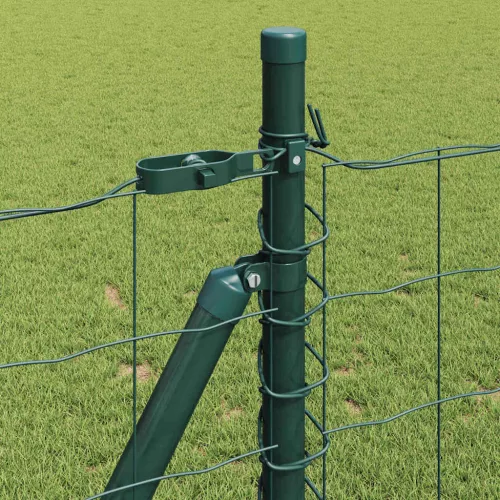 Kerítés oszlopokkal Zöld 1 x 25 m Acél