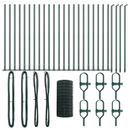 Kerítés oszlopokkal Zöld 0.4 x 50 m Acél