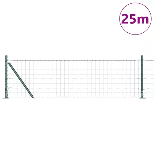 Kerítés oszlopokkal Zöld 0,4 x 25 m Acél