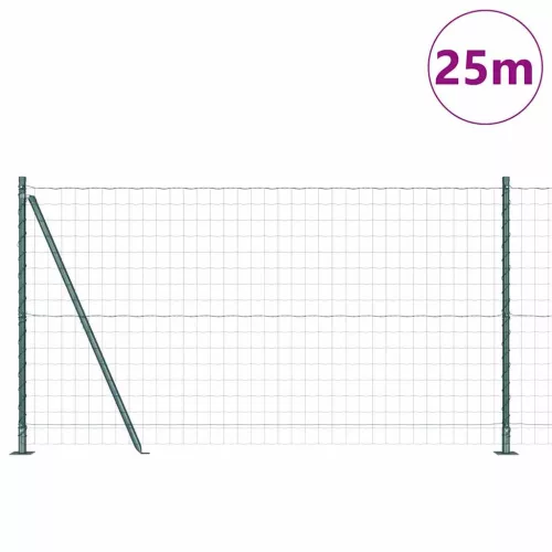 Kerítés oszlopokkal Zöld 1.2 x 25 m Acél