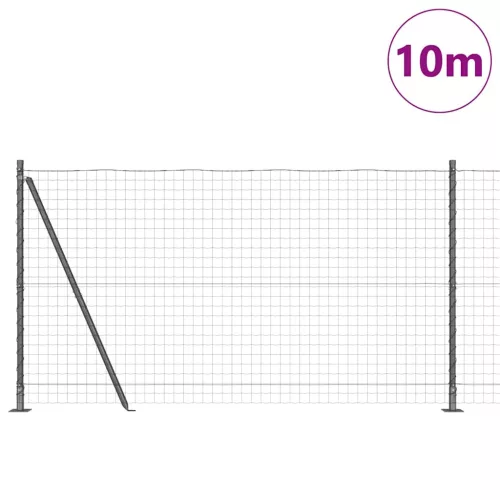 Kerítés oszlopokkal Szürke 1.2 x 10 m Acél