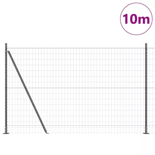 Kerítés oszlopokkal Szürke 1.4 x 10 m Acél