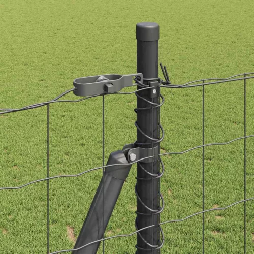 Kerítés oszlopokkal Szürke 1.6 x 10 m Acél