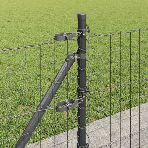 Kerítés oszlopokkal Szürke 0,6 x 25 m Acél