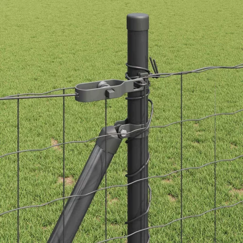 Kerítés oszlopokkal Szürke 0.8 x 25 m Acél