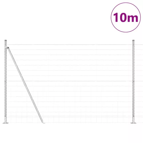 Kerítés oszlopokkal Ezüst 1.5 x 10 m Acél