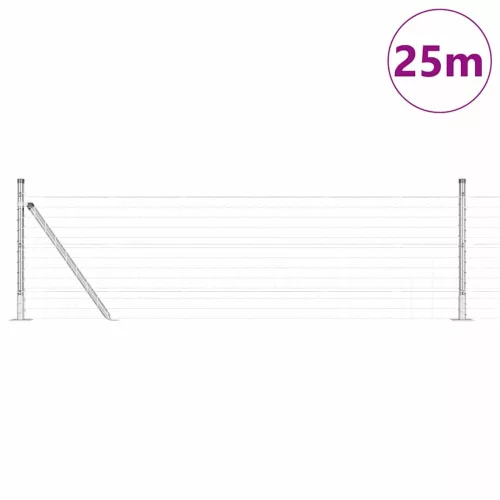 Kerítés oszlopokkal Ezüst 0,6 x 25 m Acél