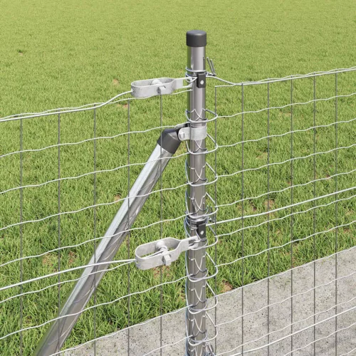 Kerítés oszlopokkal Ezüst 0,6 x 25 m Acél
