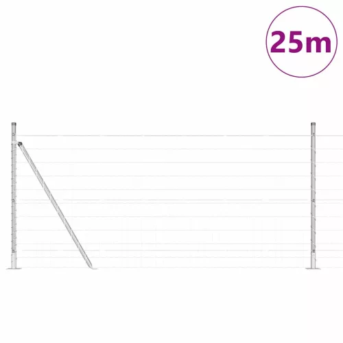 Kerítés oszlopokkal Ezüst 1 x 25 m Acél