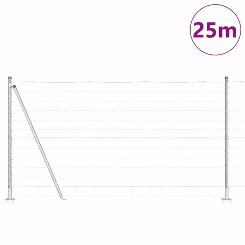 Kerítés oszlopokkal Ezüst 1.2 x 25 m Acél