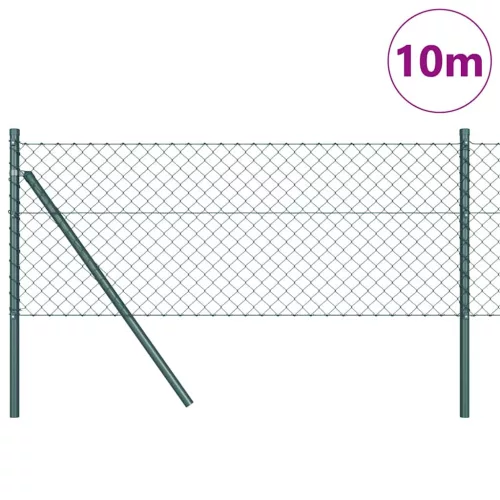 Lánckerítés oszlopokkal Zöld 0.8 x 10 m Acél