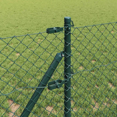 Lánckerítés oszlopokkal Zöld 0.8 x 10 m Acél