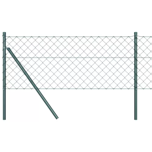 Lánckerítés oszlopokkal Zöld 0,4 x 25 m Acél