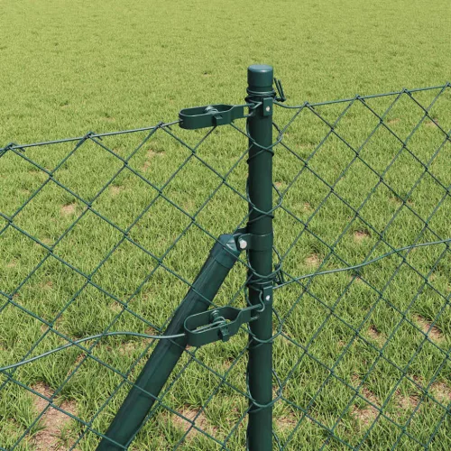 Lánckerítés oszlopokkal Zöld 0,4 x 25 m Acél