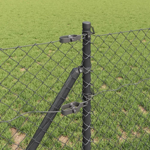 Lánckerítés oszlopokkal Szürke 0,4 x 25 m Acél