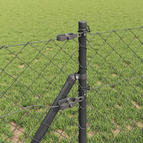 Lánckerítés oszlopokkal Szürke 0,4 x 25 m Acél