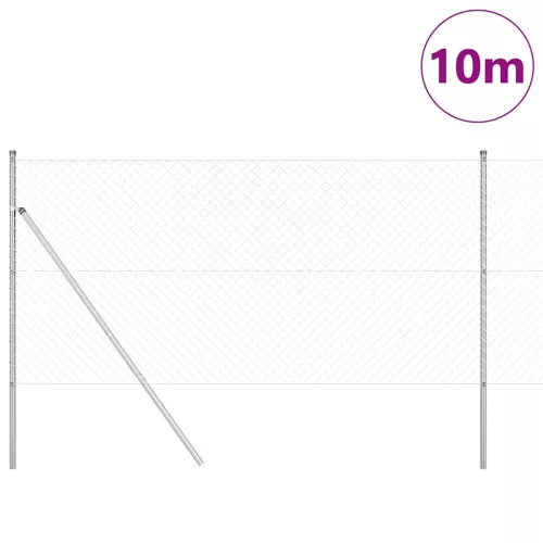 Lánckerítés oszlopokkal Ezüst 1.2 x 10 m Acél