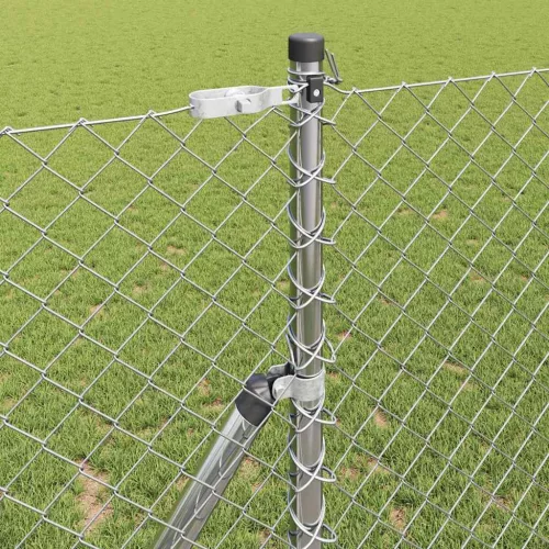 Lánckerítés oszlopokkal Ezüst 1.2 x 10 m Acél