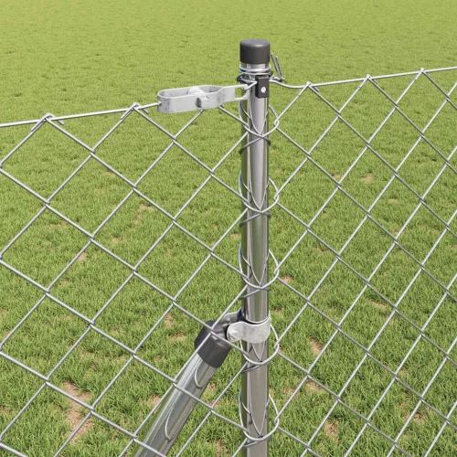 Lánckerítés oszlopokkal Ezüst 1.2 x 10 m Acél