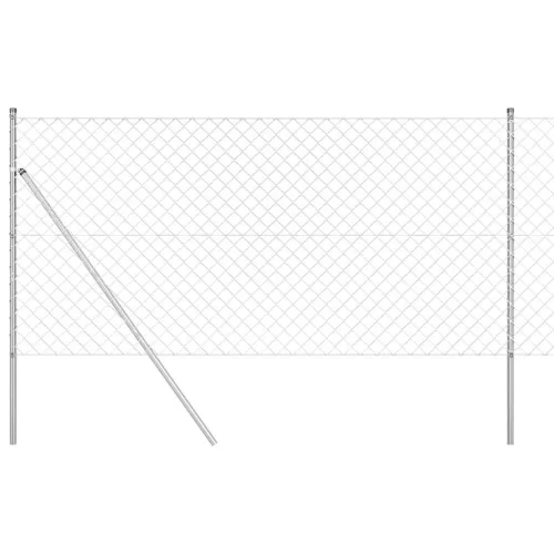 Lánckerítés oszlopokkal Ezüst 1.4 x 10 m Acél