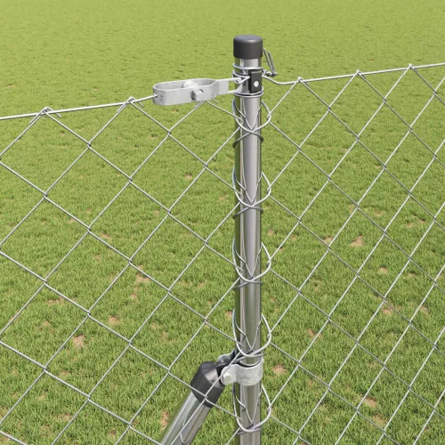 Lánckerítés oszlopokkal Ezüst 1.5 x 10 m Acél