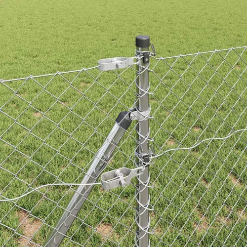 Lánckerítés oszlopokkal Ezüst 0,4 x 25 m Acél