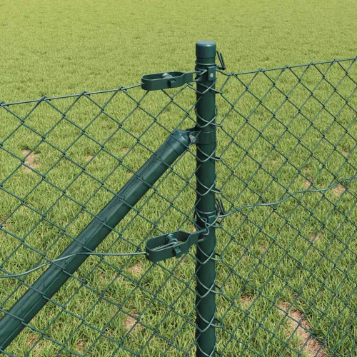 Lánckerítés oszlopokkal Zöld 0,4 x 10 m Acél