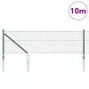 Lánckerítés oszlopokkal Zöld 0,6 x 10 m Acél