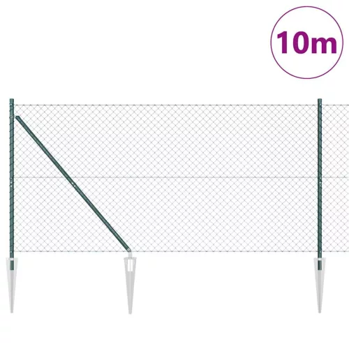 Lánckerítés oszlopokkal Zöld 1.4 x 10 m Acél