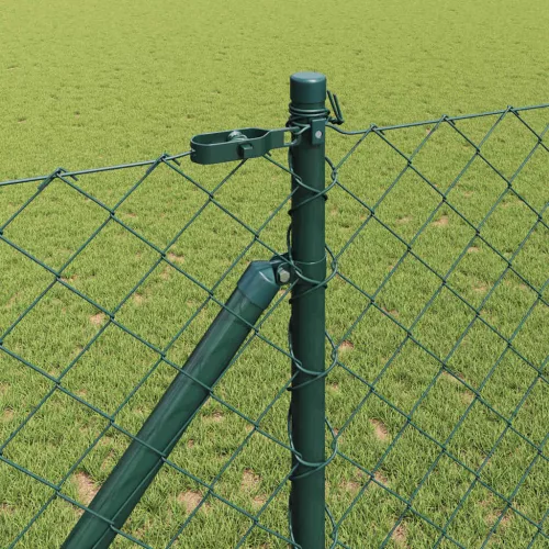 Lánckerítés oszlopokkal Zöld 1.4 x 10 m Acél