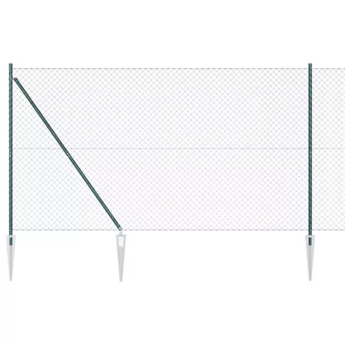 Lánckerítés oszlopokkal Zöld 1.5 x 10 m Acél