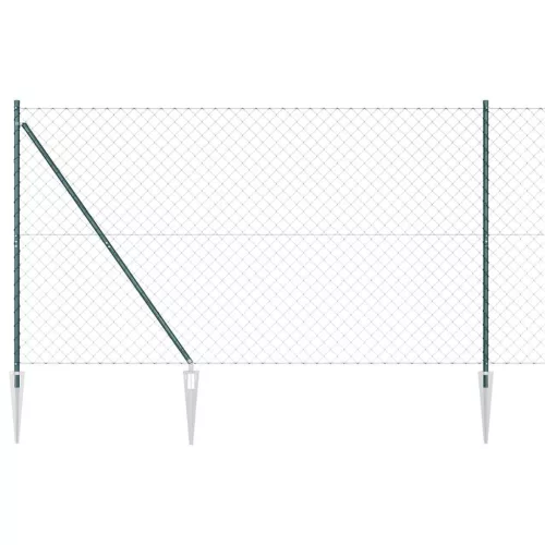 Lánckerítés oszlopokkal Zöld 1.6 x 10 m Acél