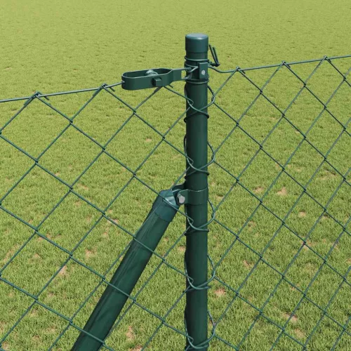 Lánckerítés oszlopokkal Zöld 1.6 x 10 m Acél