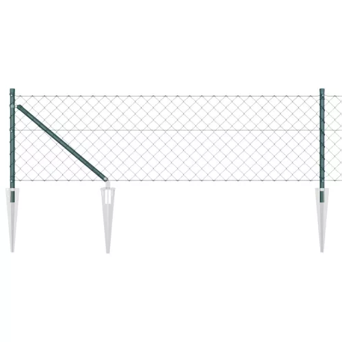 Lánckerítés oszlopokkal Zöld 0.8 x 25 m Acél