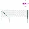 Lánckerítés oszlopokkal Zöld 0.8 x 25 m Acél