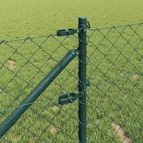 Lánckerítés oszlopokkal Zöld 0.8 x 25 m Acél