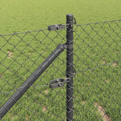 Lánckerítés oszlopokkal Szürke 0,6 x 10 m Acél