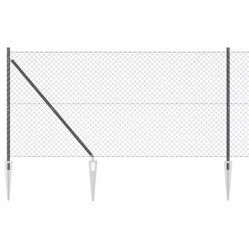 Lánckerítés oszlopokkal Szürke 1.4 x 10 m Acél