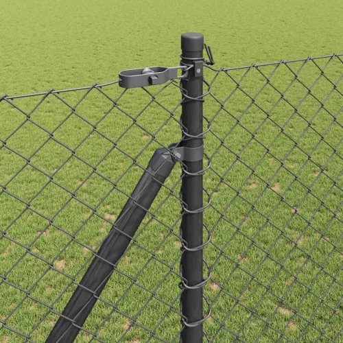 Lánckerítés oszlopokkal Szürke 1.6 x 10 m Acél