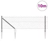 Lánckerítés oszlopokkal Szürke 0,6 x 10 m Acél