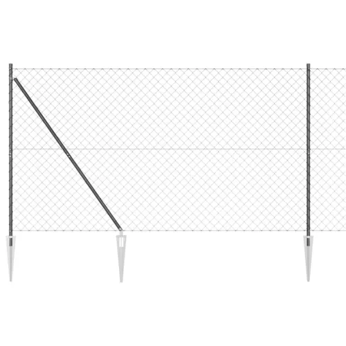 Lánckerítés oszlopokkal Szürke 1.6 x 10 m Acél