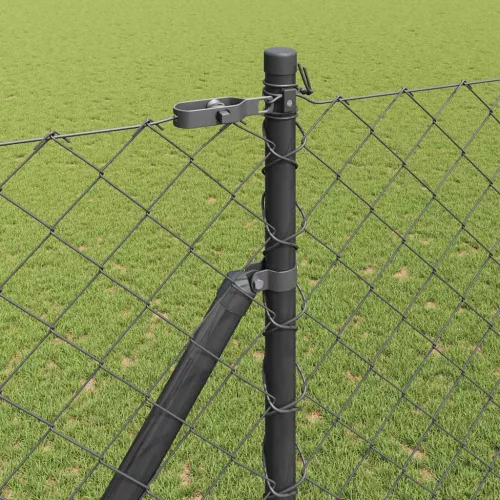 Lánckerítés oszlopokkal Szürke 1.6 x 10 m Acél