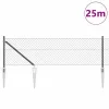 Lánckerítés oszlopokkal Szürke 0.8 x 25 m Acél