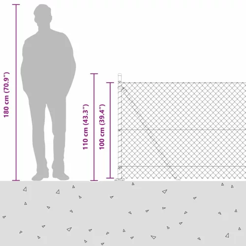 Lánckerítés oszlopokkal Zöld 1 x 10 m Acél