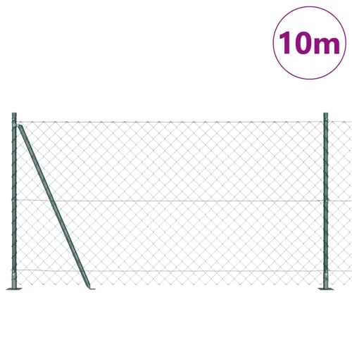 Lánckerítés oszlopokkal Zöld 1.2 x 10 m Acél