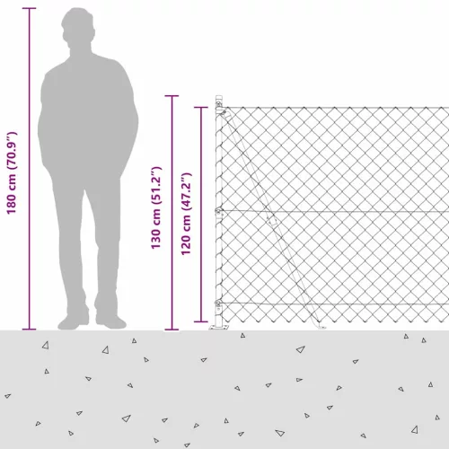 Lánckerítés oszlopokkal Zöld 1.2 x 10 m Acél