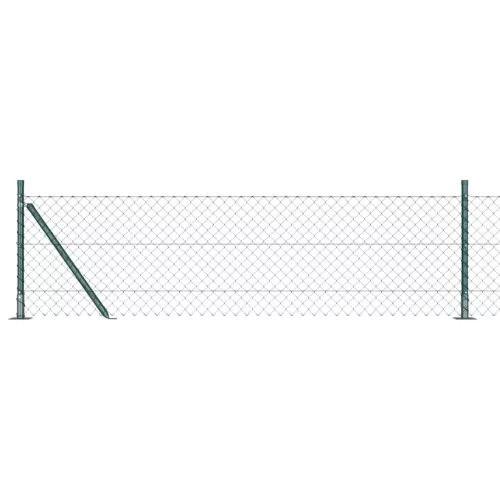 Lánckerítés oszlopokkal Zöld 0,6 x 25 m Acél