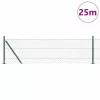 Lánckerítés oszlopokkal Zöld 0,6 x 25 m Acél