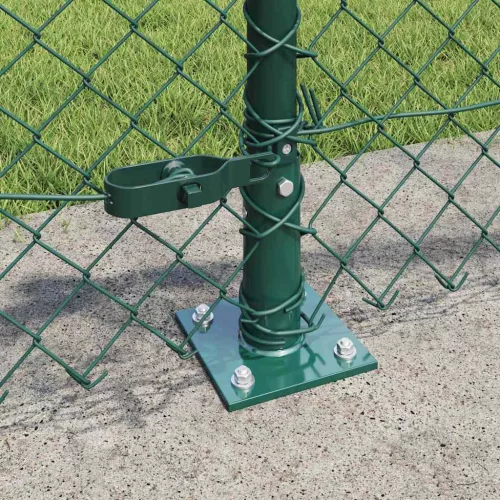 Lánckerítés oszlopokkal Zöld 0,6 x 25 m Acél